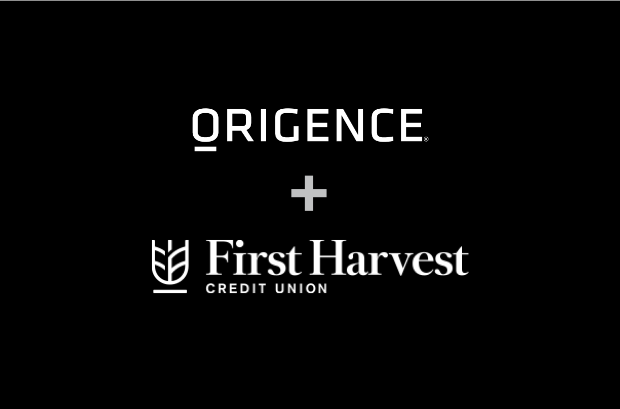 Origence + First Harvest Credit Union logos
