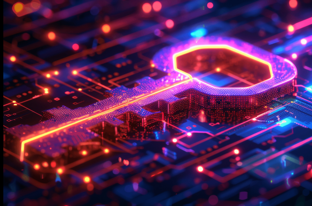 Graphic of a digital key representing unlocking efficiencies in lending programs.