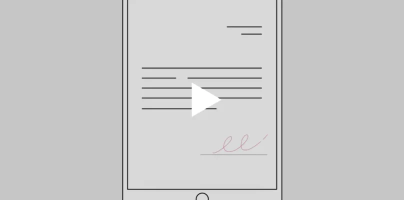 Illustration of a tablet computer with a play button overlay