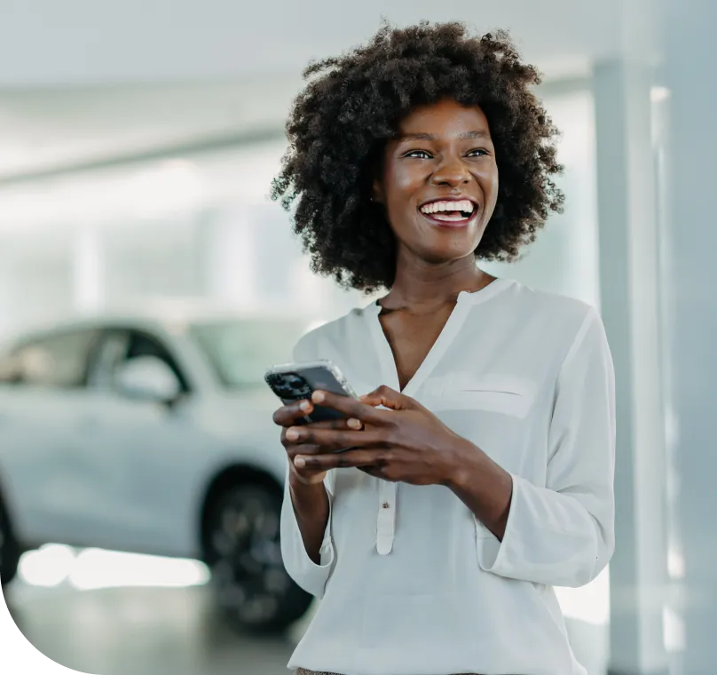 woman at car dealership