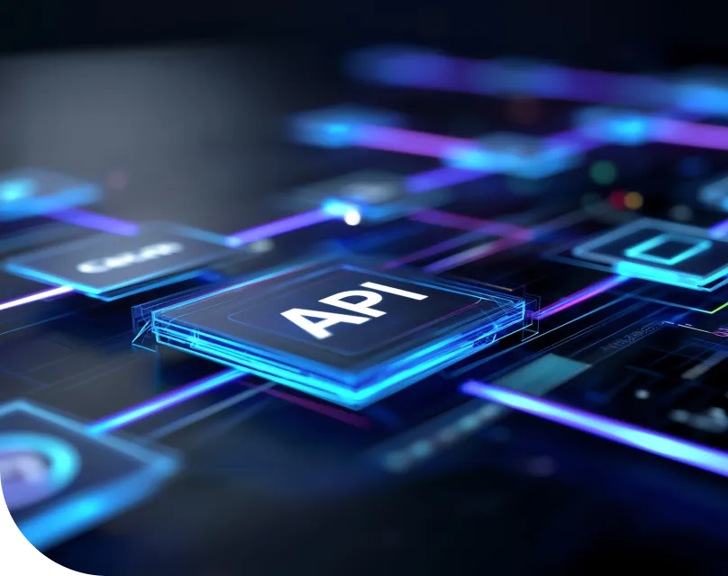 close up of a 3D rendered abstract API network illustration