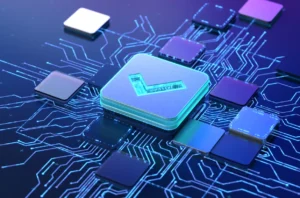 A graphic of computer hardware representing the revolution of AI in the loan approvals department.