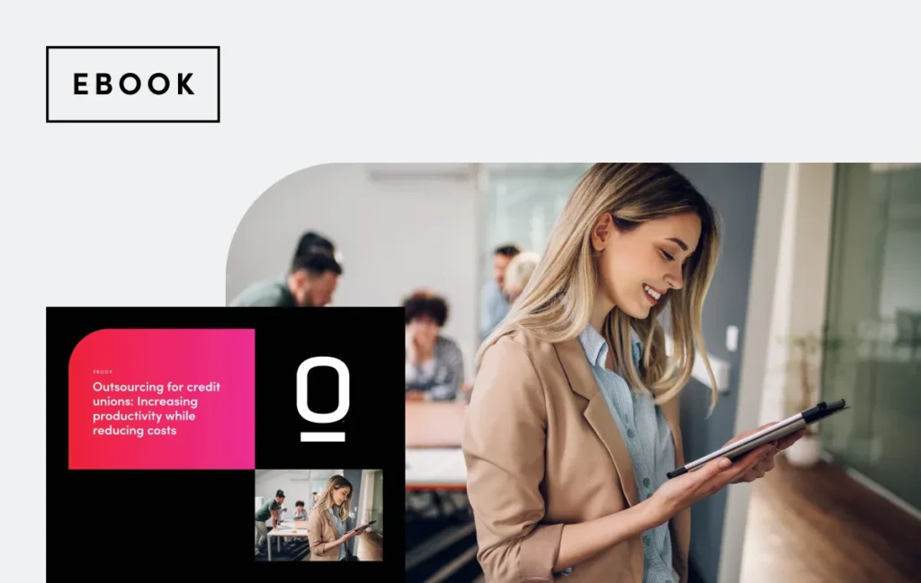 A woman looks at a digital tablet. A thumbnail image of an eBook is overlaid on top of the photograph.