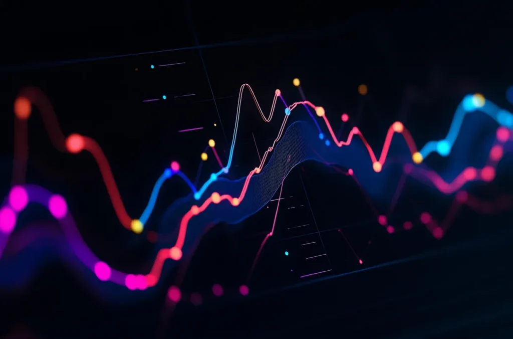 Data points rising and falling representative of credit union lending trends.